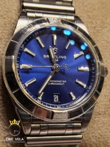 Breitling Chronomat Quartz Blue Baton Dial Ladies Watch Ref.A77310