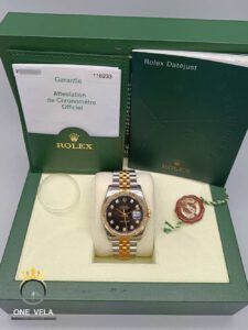 Rolex Datejust 36 Gold & Steel Black Dial Diamond Index Ref.116233-2