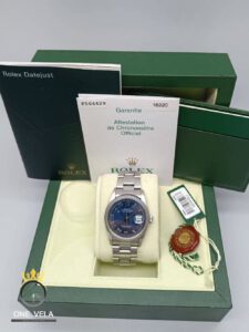 Rolex Datejust 36mm Stainless Steel Engine Turned Bezel Unisex Watch Ref.16220-2