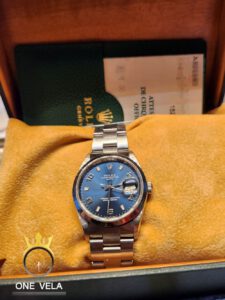Rolex Oyster Perpetual Date 3 6 9 Blue Dial 15200-2