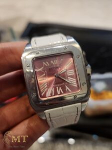 Cartier Santos 100 Pink Roman Dial Ref.W20133X8