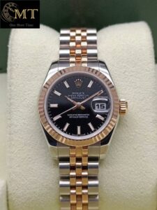 Rolex Lady-Datejust 26mm Black Dial Everose Rolesor Ref.179171
