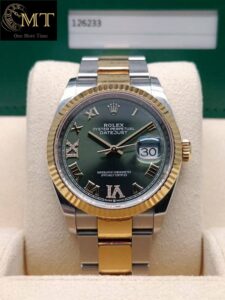 Rolex Datejust 36m 2Tone Olive Green Dial Ref.126233