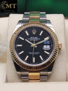 Rolex Datejust 41mm Black Dial Yellow Gold 18k Fluted Bezel Ref.126333