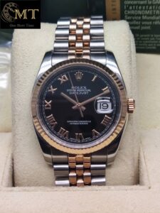 Rolex Datejust 36mm 2Tone Black Roman Numeral Dial Ref.116231