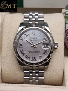 Rolex Datejust 31mm White Mother of Pearl Roman Numeral Diamond Watch Ref.178344