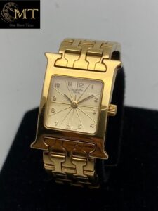 Hermes Heure H 18k Yellow Gold Ladies Watch Ref.HH1-585-2