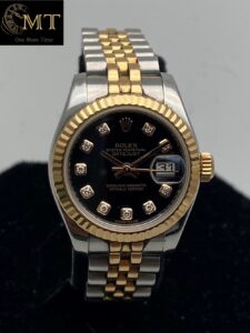 Rolex Lady-Datejust 26mm Everose Gold & Steel Black Diamond Dial Ref.179171