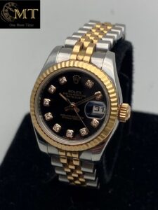 Rolex Lady-Datejust 26mm Everose Gold & Steel Black Diamond Dial Ref.179171-2