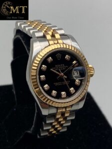 Rolex Lady-Datejust 26mm Everose Gold & Steel Black Diamond Dial Ref.179171-3