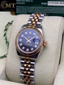Rolex Lady-Datejust 26mm Everose Gold & Steel Black Diamond Dial Ref.179171-4