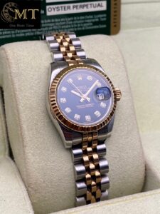 Rolex Lady-Datejust 26mm Everose Gold & Steel Black Diamond Dial Ref.179171-5