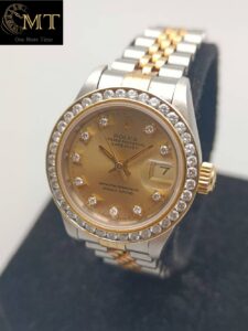 Rolex Lady-Datejust 26mm Jubilee Champagne Diamonds Dial Diamond Bezel Ref.69173-2