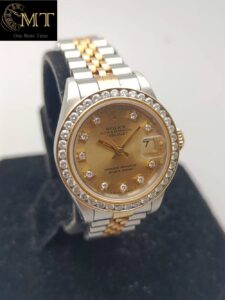 Rolex Lady-Datejust 26mm Jubilee Champagne Diamonds Dial Diamond Bezel Ref.69173-3