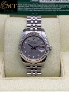 Rolex Lady-Datejust 26mm White Gold Fluted Bezel Dark MOP Dial Ref.179174