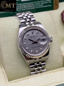 Rolex Lady-Datejust 26mm White Gold Fluted Bezel Dark MOP Dial Ref.179174-3