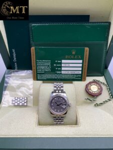 Rolex Lady-Datejust 26mm White Gold Fluted Bezel Dark MOP Dial Ref.179174-4