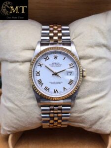 Rolex Datejust 36mm Yellow Gold & Stainless Steel White Roman Dial Unisex Watch Ref.16233