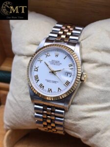 Rolex Datejust 36mm Yellow Gold & Stainless Steel White Roman Dial Unisex Watch Ref.16233-2