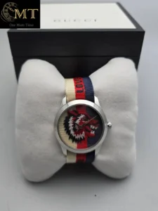 Gucci G-Timeless Wolf Motif Dial Striped Nylon Men's Watch Ref.YA1264059-4
