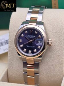 Rolex Lady-Datejust 28mm Oystersteel & Everosgold Purple Diamond Dial Ref.279161-2