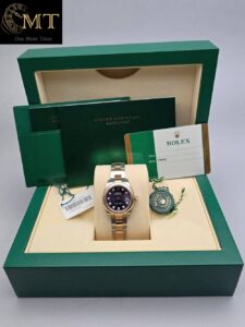 Rolex Lady-Datejust 28mm Oystersteel & Everosgold Purple Diamond Dial Ref.279161-4