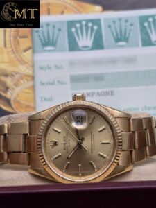 Rolex Oyster Perpetual Date Champagne Dial Mens Watch Ref.15238-3