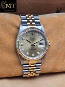Rolex Datejust 36mm Two-Tone Champagne Diamond Dial Ref.16233-3