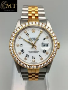 Rolex Datejust 36mm White Roman Diamond Dial Jubilee Two Tone Ref.16233