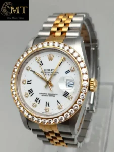 Rolex Datejust 36mm White Roman Diamond Dial Jubilee Two Tone Ref.16233-2