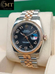 Rolex Datejust 36mm Rose Gold & Steel Black Arabic Dial Ref.116231-2