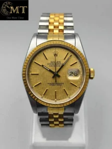 Rolex Datejust 36mm Gold & Steel Champagne Linen Dial Ref.16233