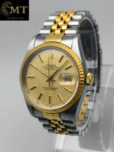 Rolex Datejust 36mm Gold & Steel Champagne Linen Dial Ref.16233-2