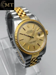 Rolex Datejust 36mm Gold & Steel Champagne Linen Dial Ref.16233-3