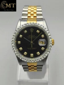 Rolex Datejust 36mm Steel & Gold Black Diamond Dial Ref.16233