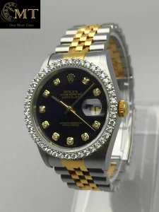 Rolex Datejust 36mm Steel & Gold Black Diamond Dial Ref.16233-2