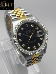 Rolex Datejust 36mm Steel & Gold Black Diamond Dial Ref.16233-3