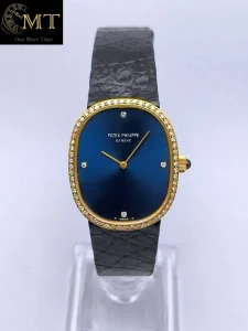 Patek Philippe Golden Ellipse Yellow Gold 18k Diamond Bezel Blue Dial Ref.3849