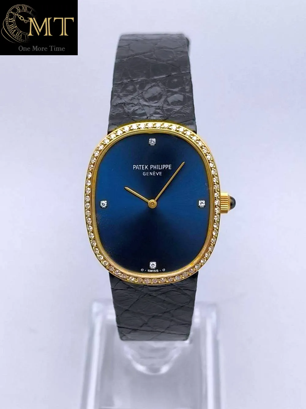 Patek Philippe Golden Ellipse Yellow Gold 18k Diamond Bezel Blue Dial Ref.3849