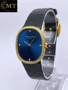 Patek Philippe Golden Ellipse Yellow Gold 18k Diamond Bezel Blue Dial Ref.3849-2