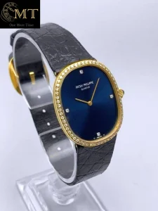 Patek Philippe Golden Ellipse Yellow Gold 18k Diamond Bezel Blue Dial Ref.3849-3