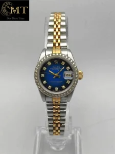 Rolex Lady-Datejust 26mm Steel & Gold Blue Vignette Diamond Dial Ref.69173