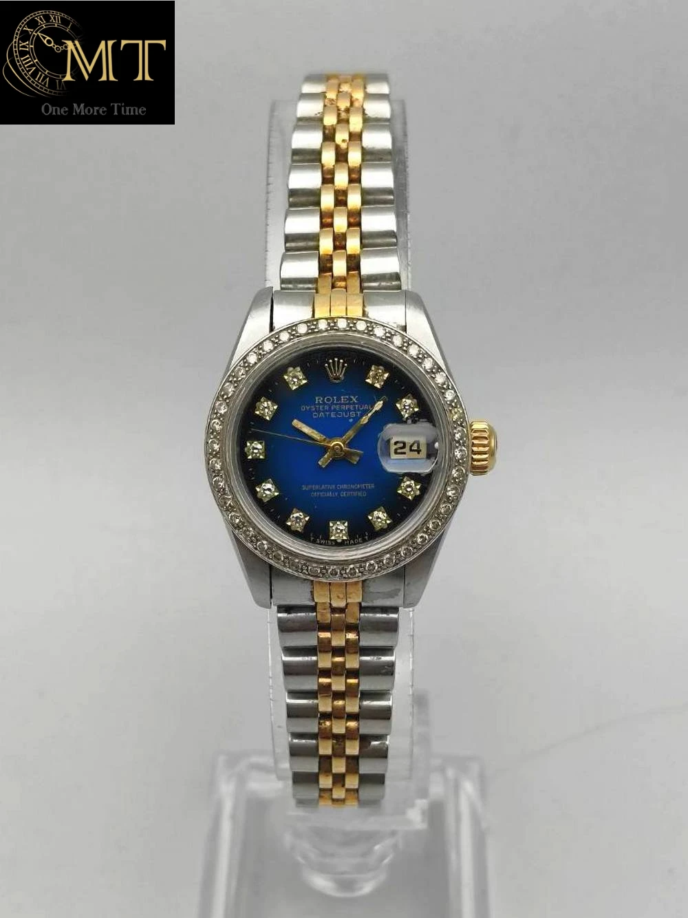 Rolex Lady-Datejust 26mm Steel & Gold  Blue Vignette Diamond Dial Ref.69173