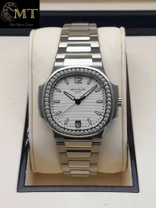 Patek Philippe Nautilus Steel 33.6mm Silvery White Dial Diamond Bezel Ref.7018-1A-001