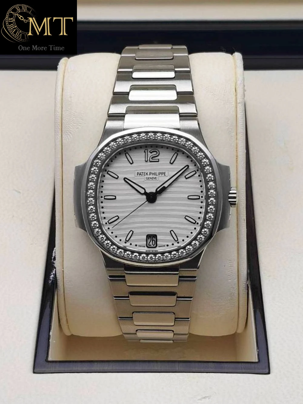 Patek Philippe Nautilus Steel 33.6mm Silvery White Dial Diamond Bezel Ref.7018/1A-001