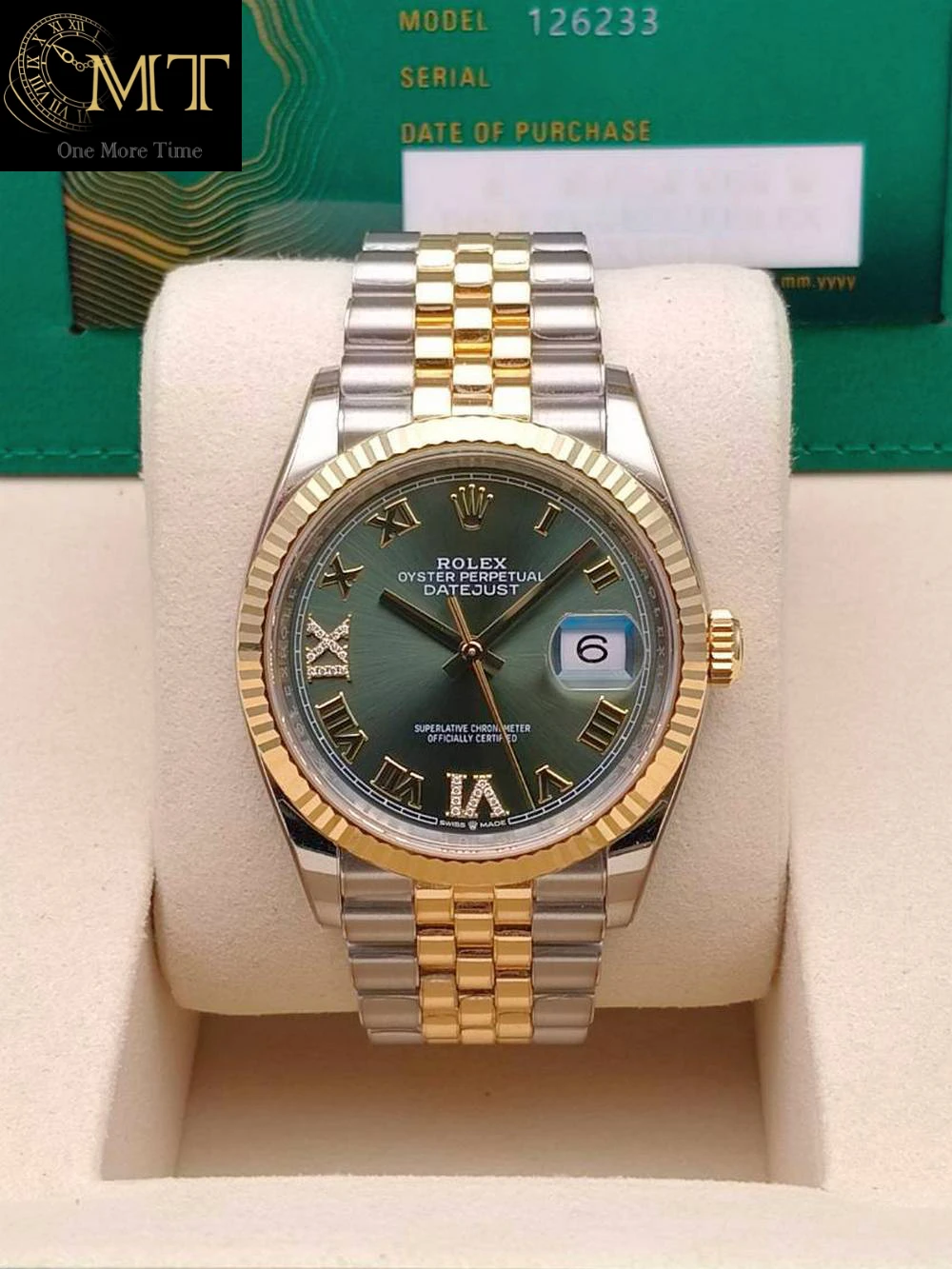 Rolex Datejust 36mm Jubilee Two-Tone Olive Green Dial Ref.126233