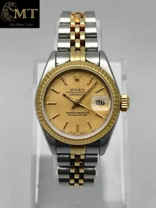 Rolex Lady-Datejust 26mm Gold & Steel Champagne Tapestry Dial Ref.69173
