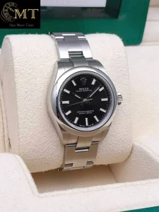 Rolex Oyster Perpetual 28mm Black Dial Women's Watch Ref.276200-3