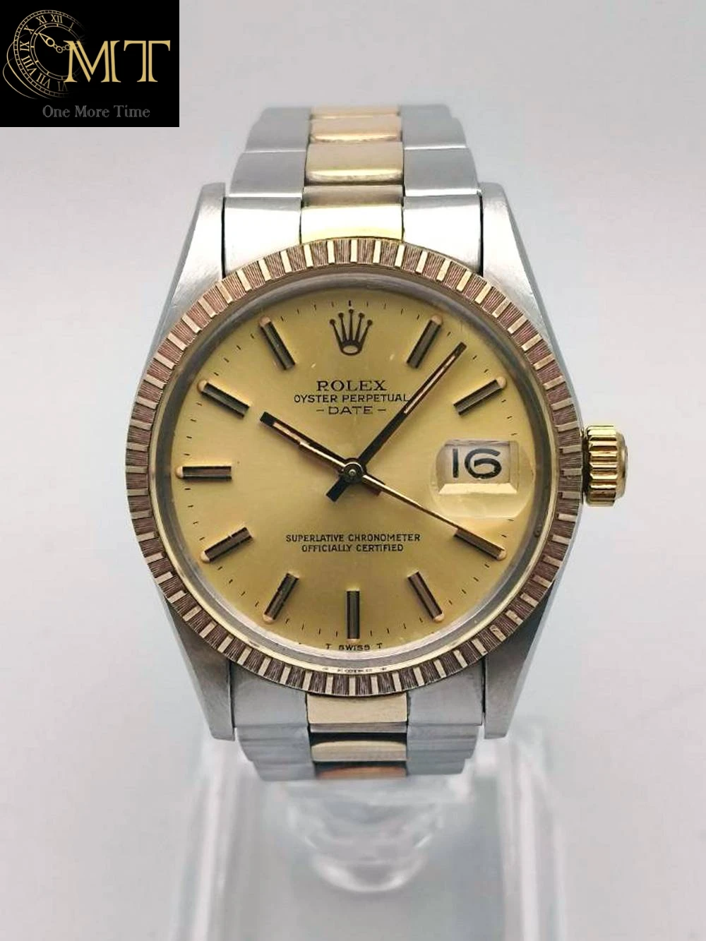 Rolex Oyster Perpetual Date 34mm Champagne Dial Vintage Watch Ref.15053