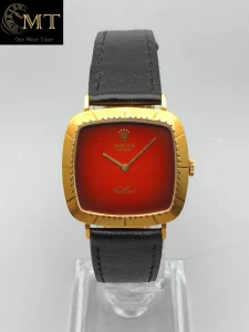 Rolex Cellini Yellow Gold 18k Vignette Red Dial Ref.4084
